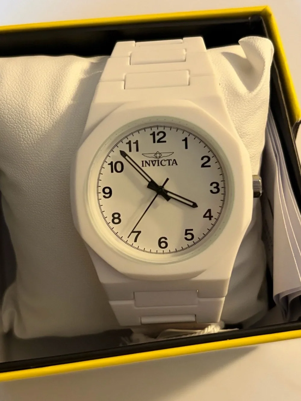 Invicta 40mm White Luxury Lightweight Watch with Signature Black Accents